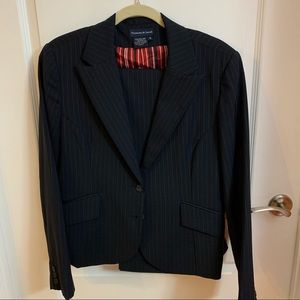 Tristan & Iseut two-piece wool pinstripe navy blue suit